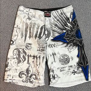 MMA Elite white skull Boxing Shorts size small